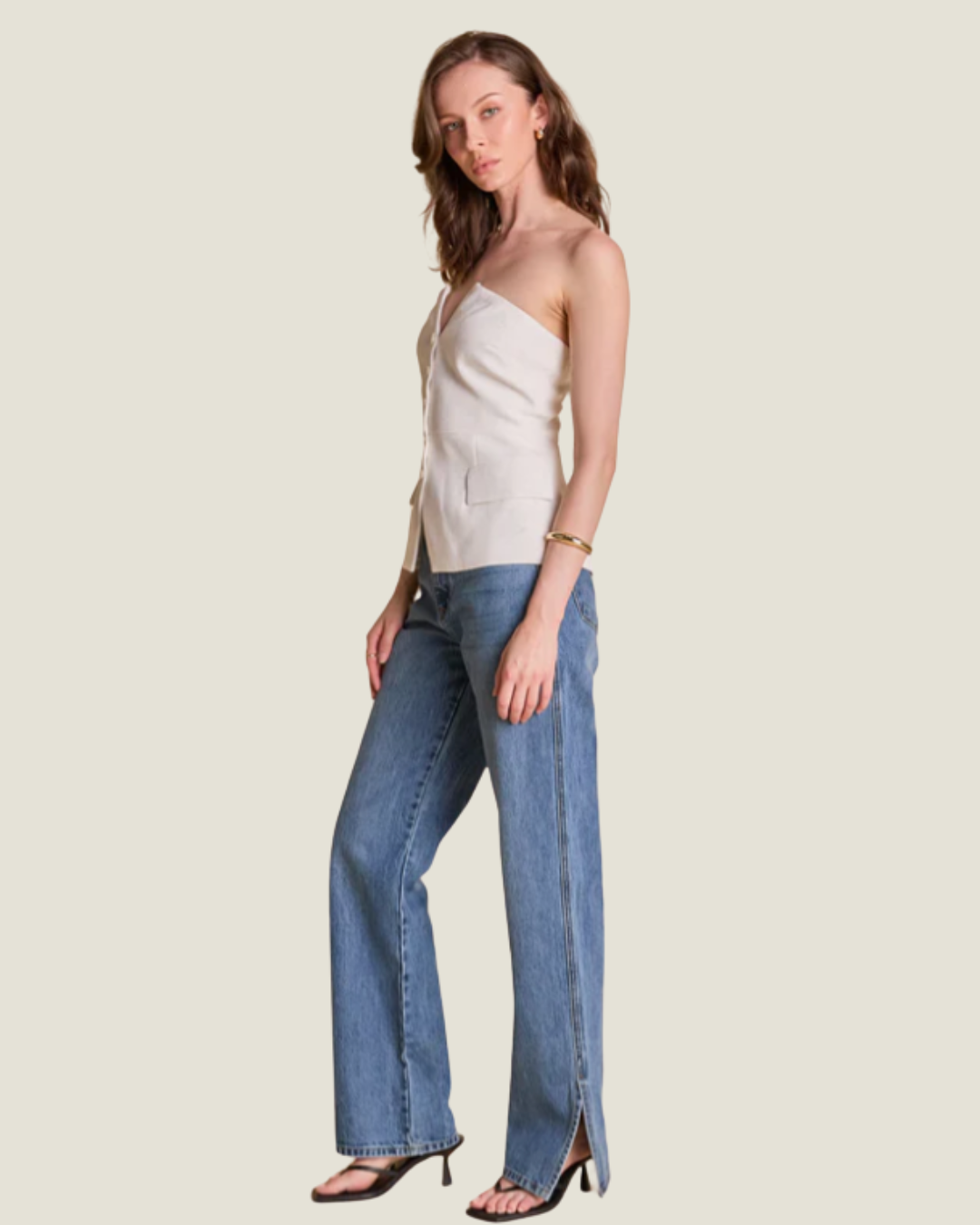 The Heather: Strapless Linen Blouse