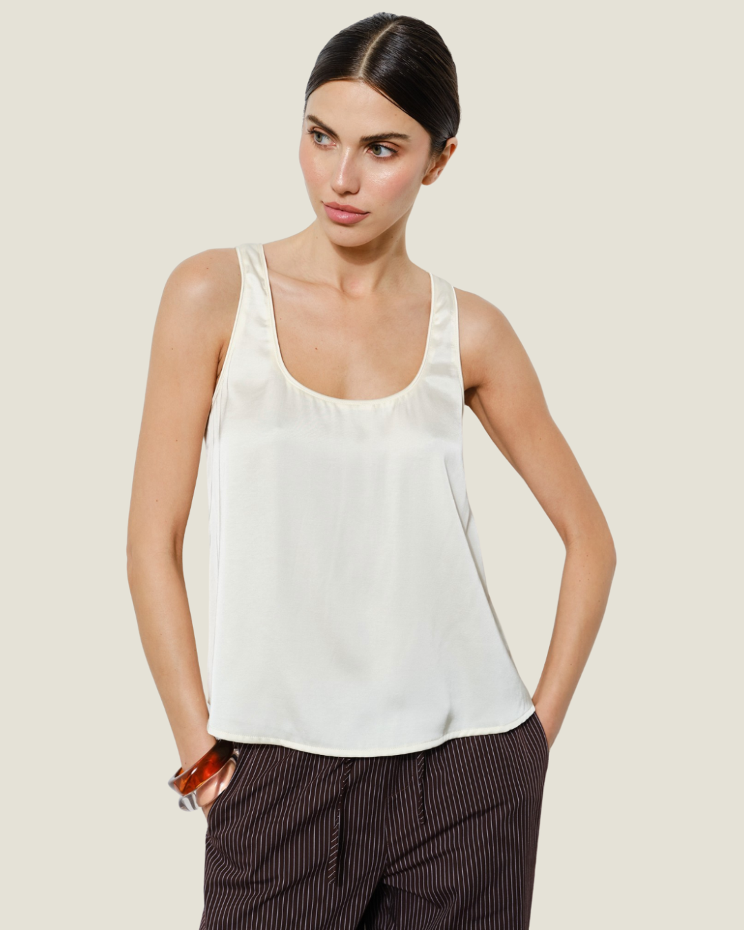 The Luna: Satin Sleeveless Blouse