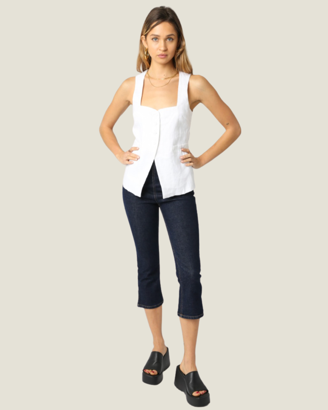 The Charlie: Fitted Linen Vest