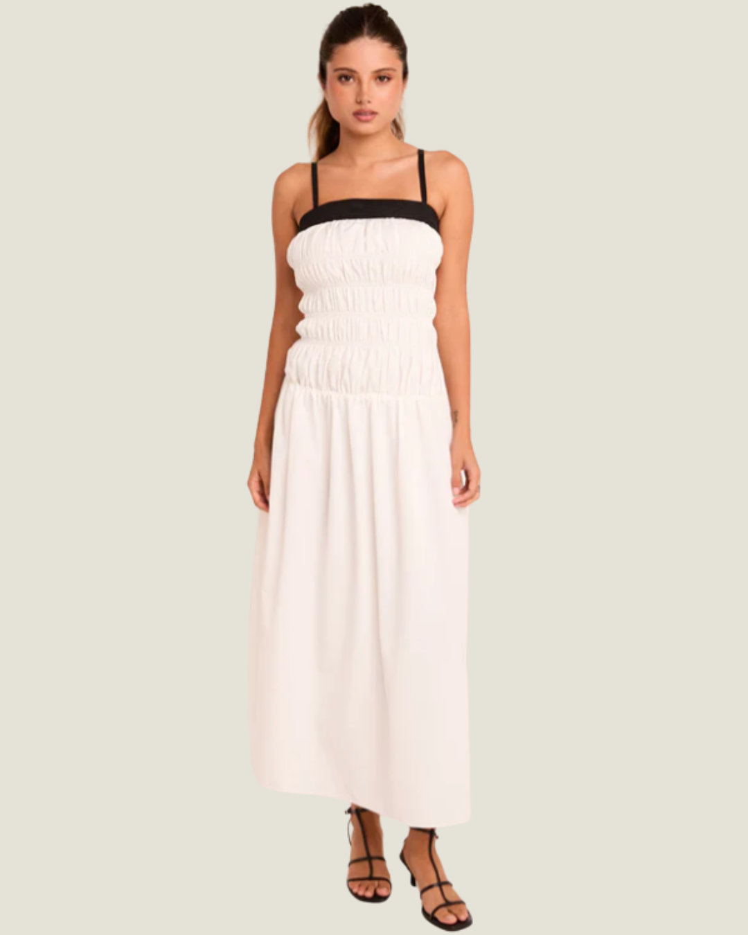 The James: Smocked Taffeta Maxi Dress