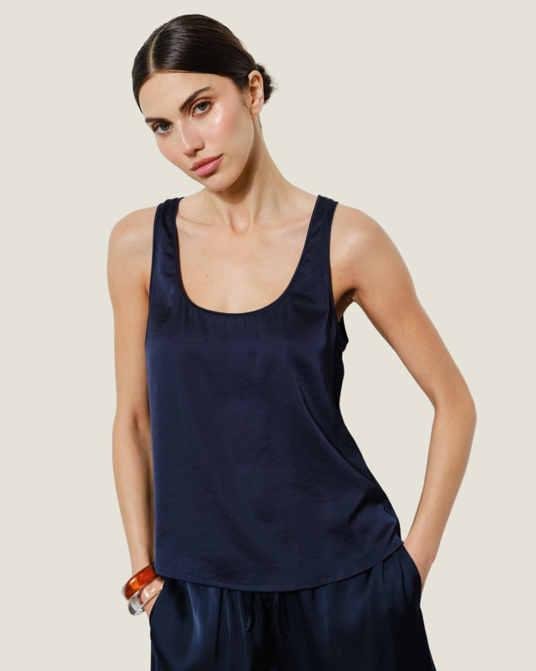 The Luna: Satin Sleeveless Blouse