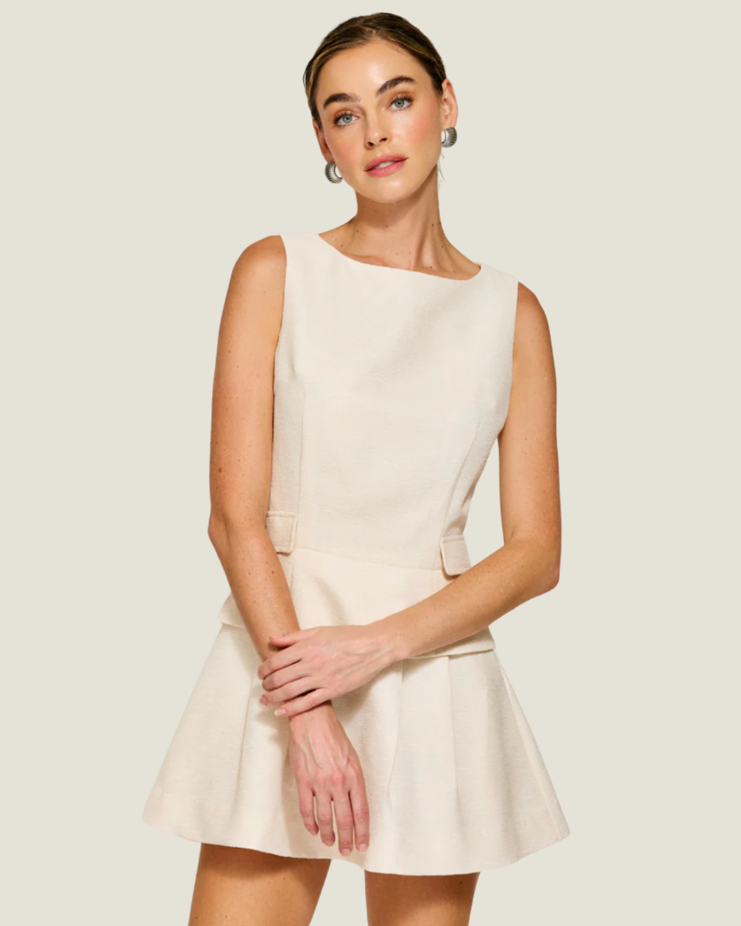 line and dot adella dress Line + Dot Adella Dress- Ecru