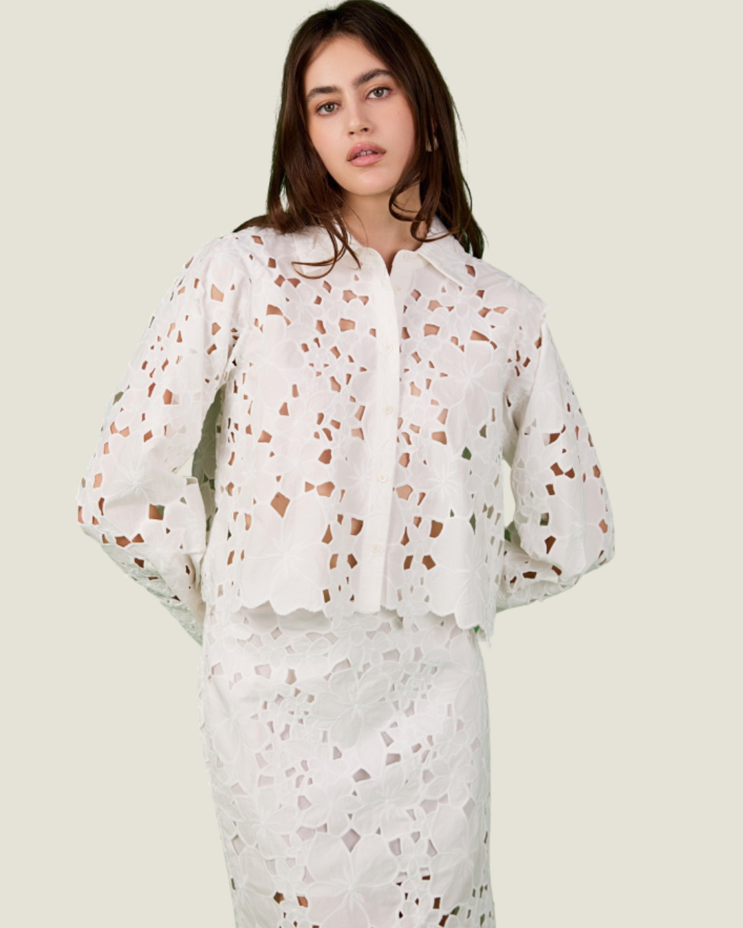 The Grace: Lace Button-Up
