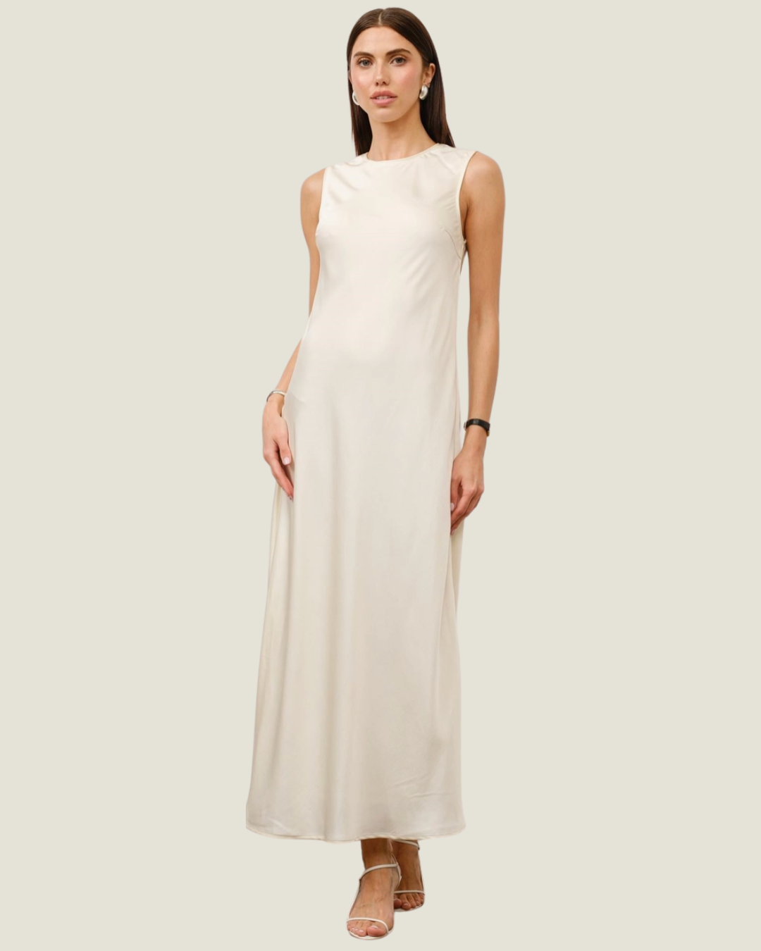 The Katrina: Satin Shift Maxi Dress