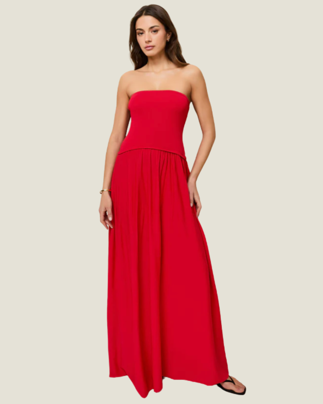 The Strapless Soglio Dress- a drop-waist maxi dress from Solid & Striped available at Love Celine a women’s boutique in SWFL.
