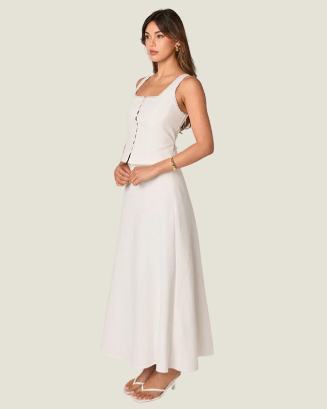 The Sunday: Lace Trim Linen Top-a white linen top from Love Celine women’s boutique in SWFL.