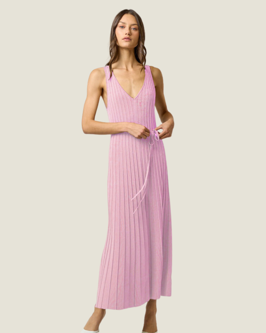 The Susan: Pink V-Neck Sleeveless Dress