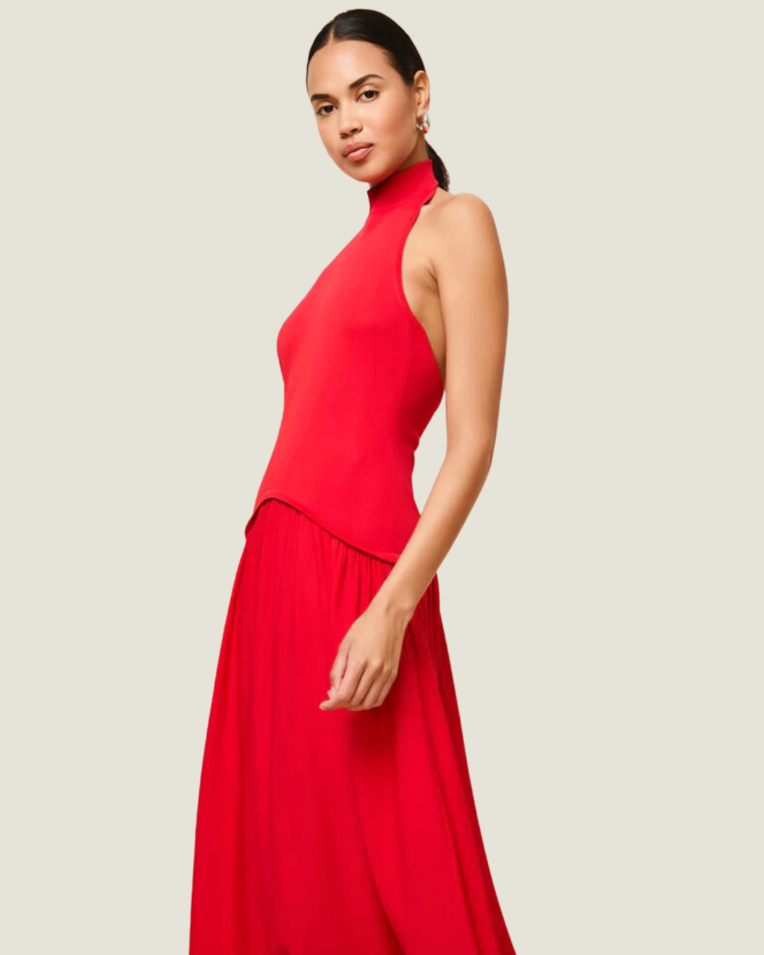 The Halter Soglio Dress: Apple Red
