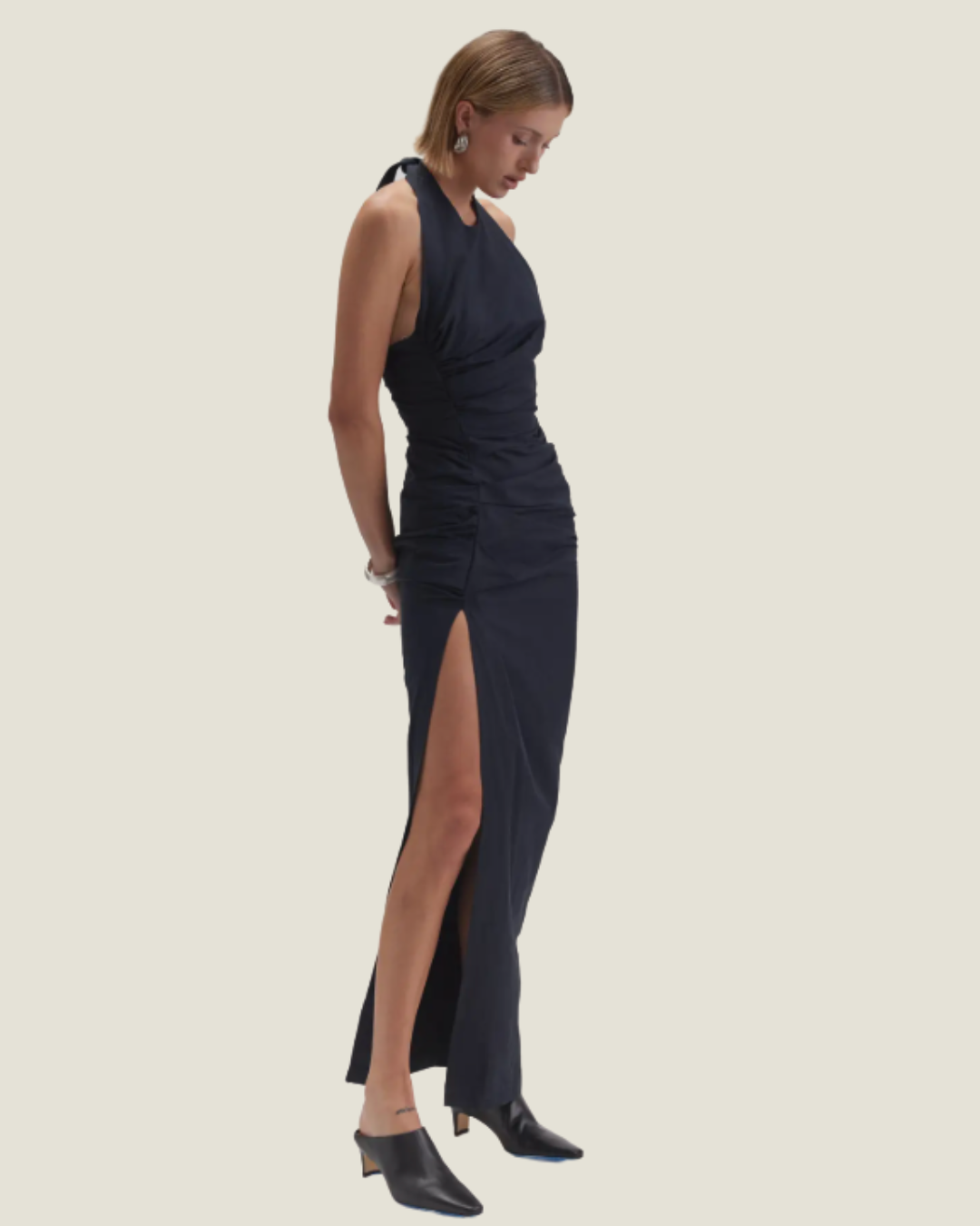 The Maud: Ruched Halter Maxi