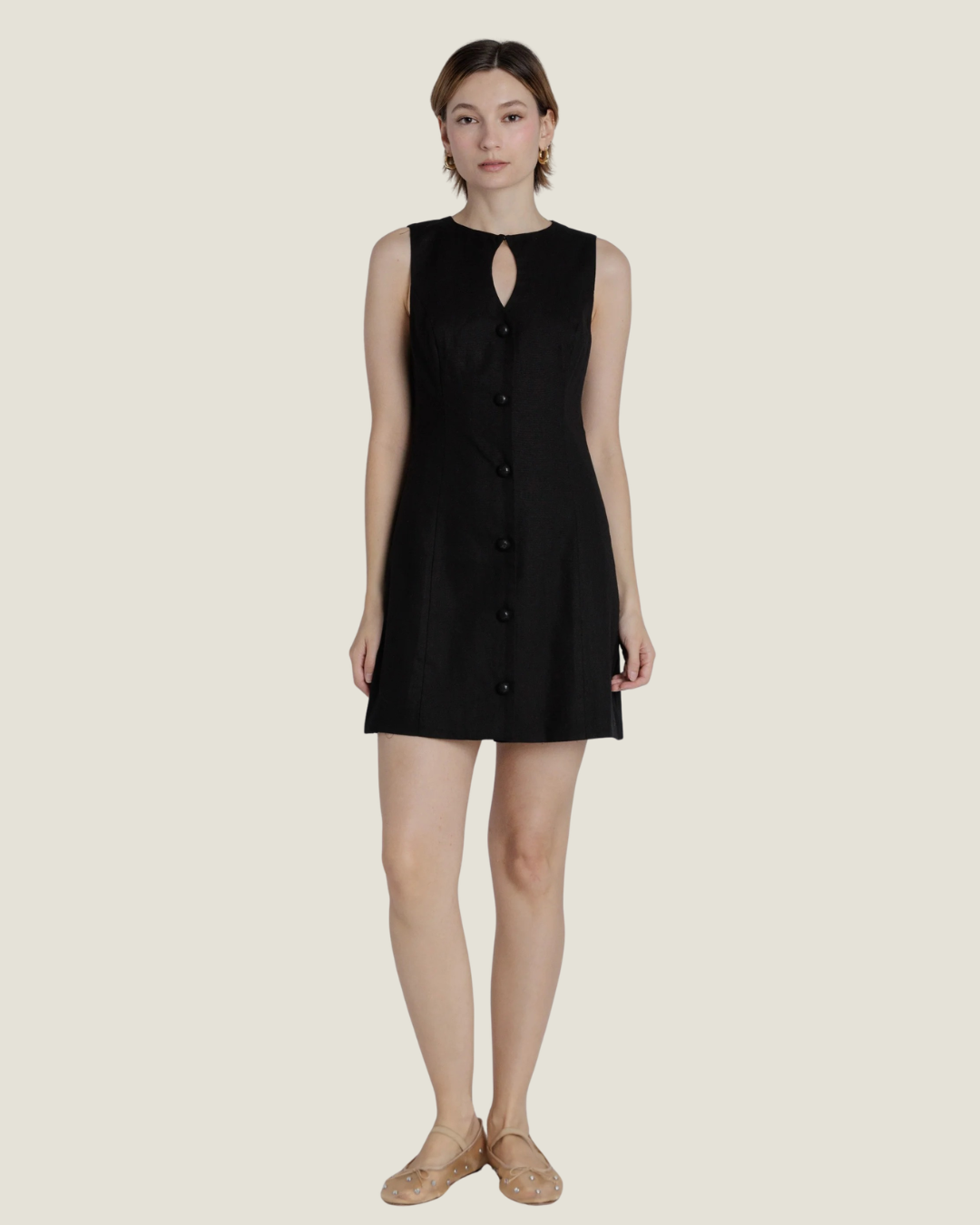 Jane Keyhole Mini Dress L / Natural