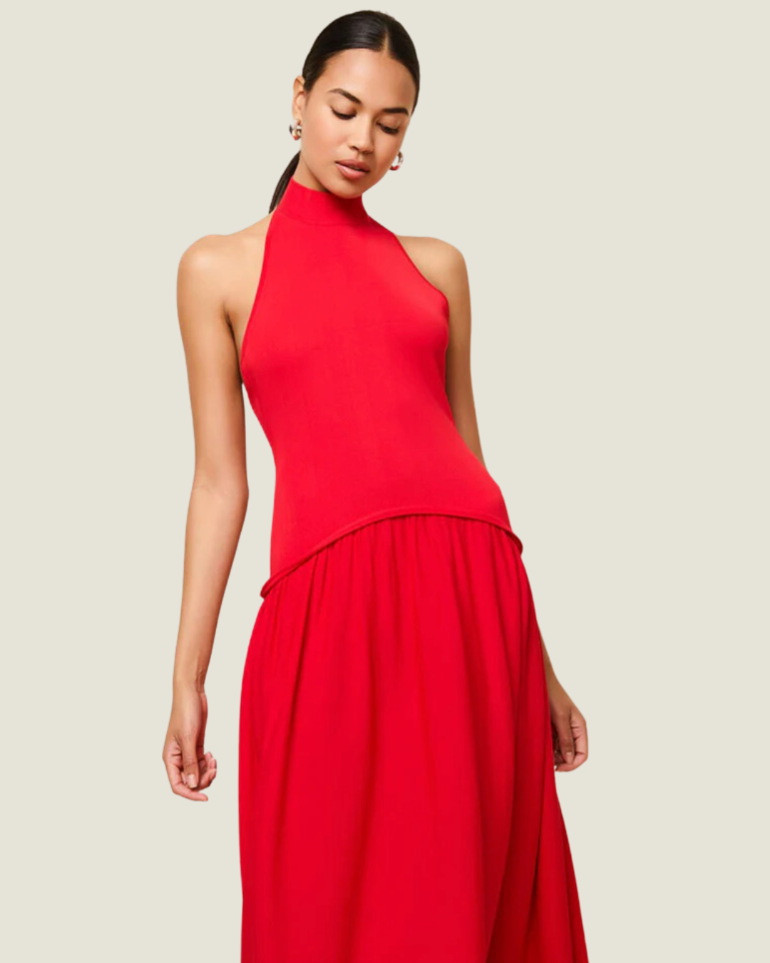 The Halter Soglio Dress: Apple Red