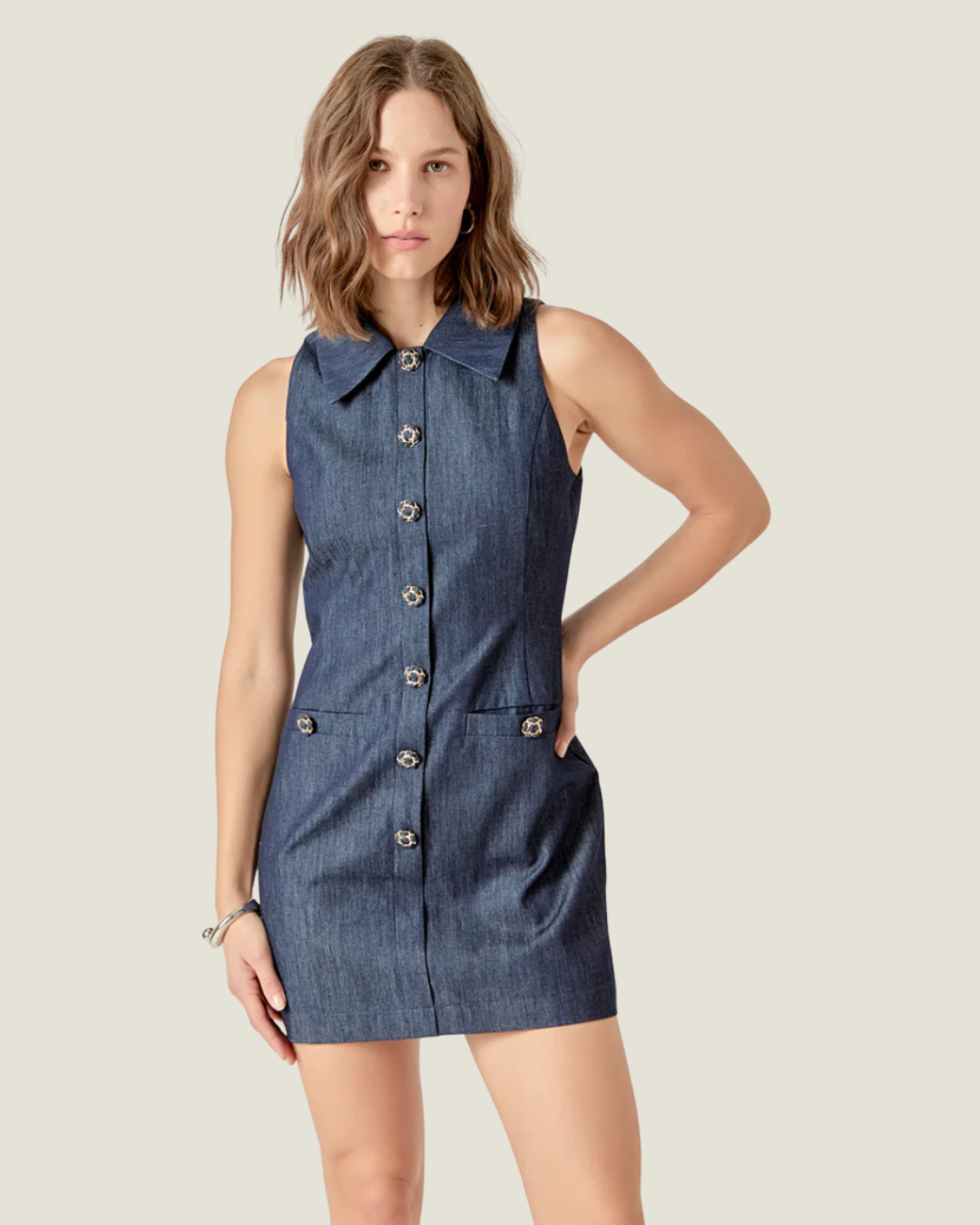 The Jackie: Collard Denim Mini