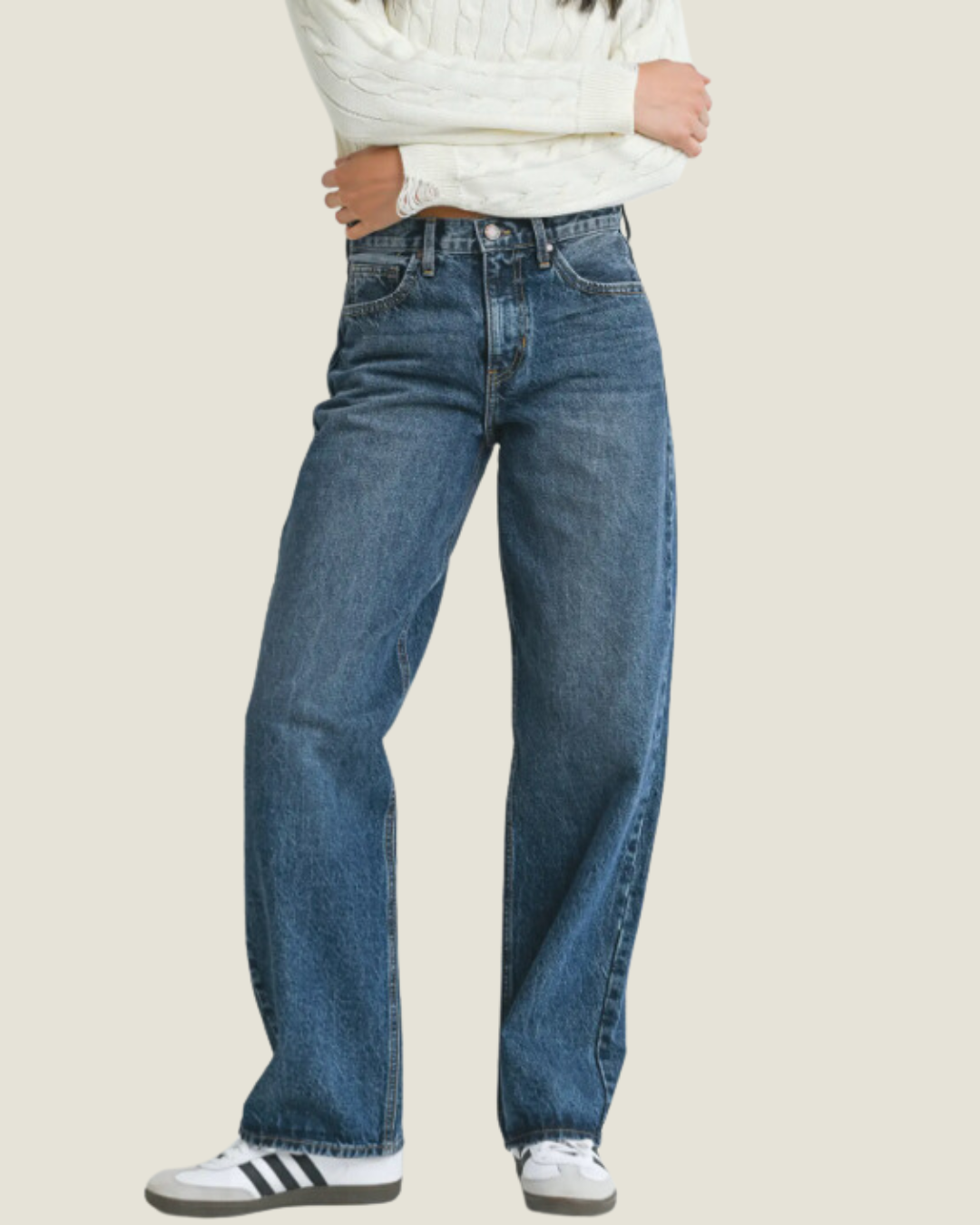 The Hailey: Dark Wash Relaxed Straight Jeans