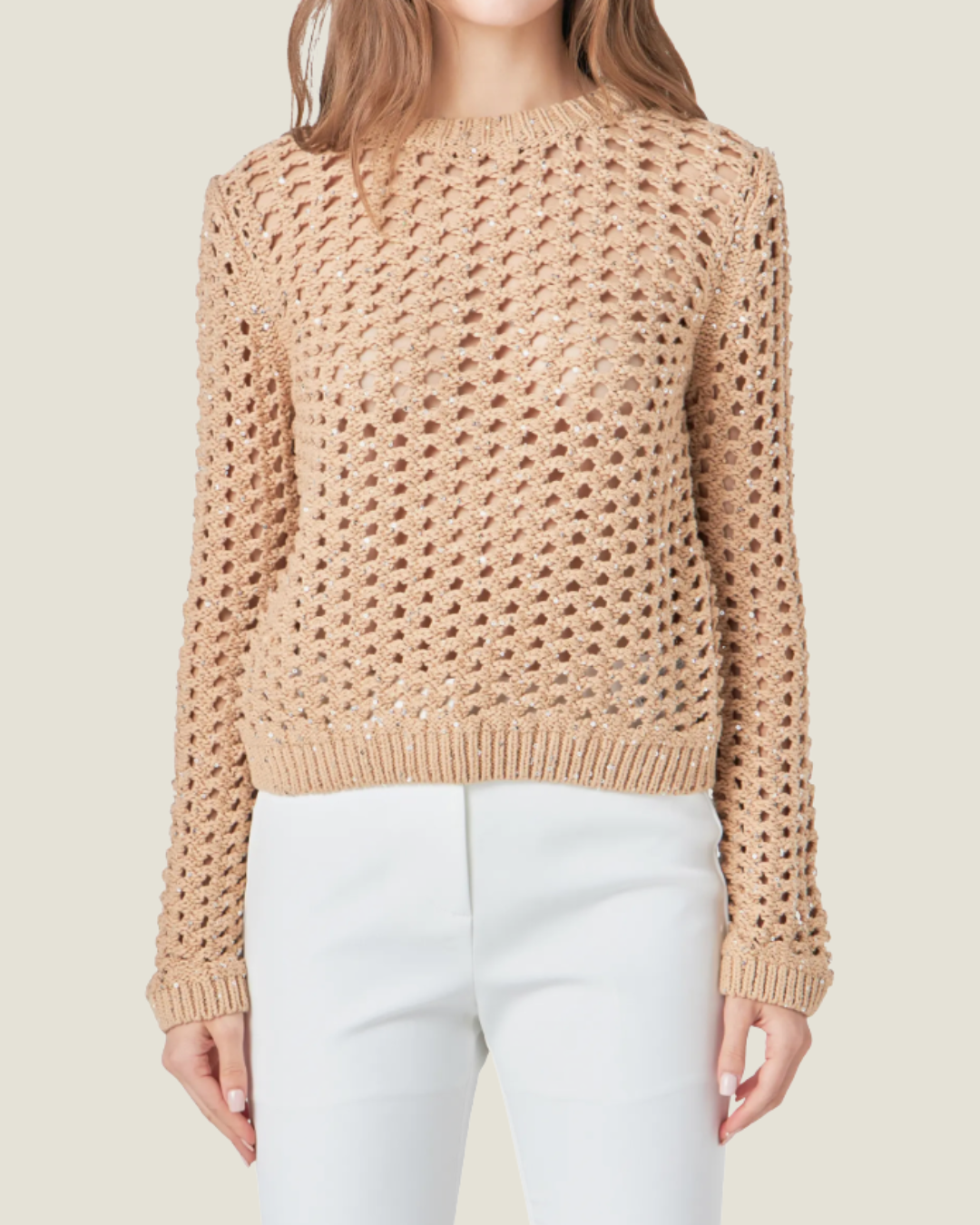 The Molly Sequins Knit in beige is your perfect sweater for that elevated everyday style this fall!