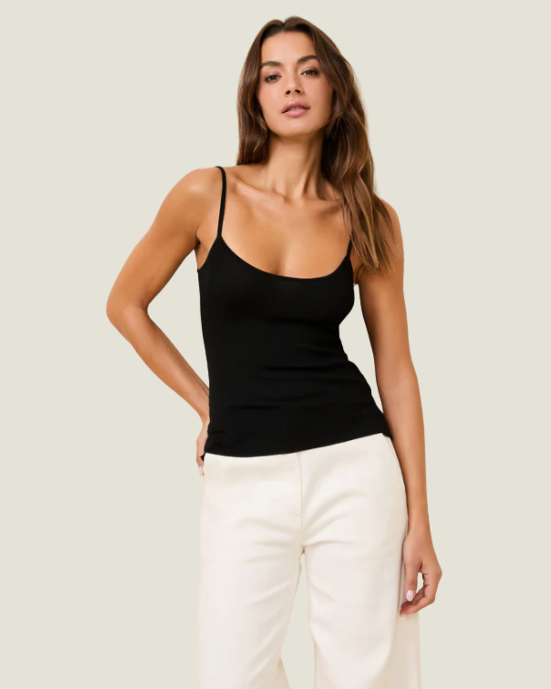 The Selena: Solid & Striped Noir Tank