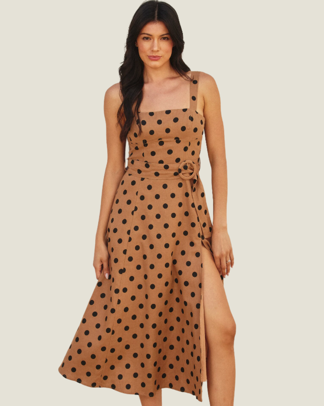 The Everett: Polka Dot Linen Midi