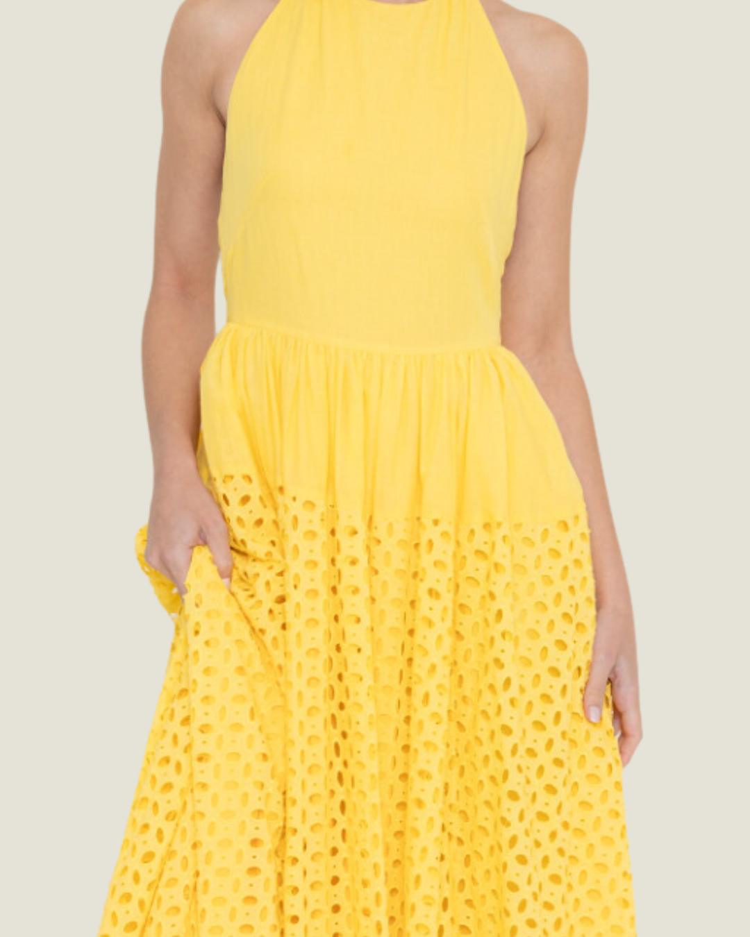 The Goldie: Eyelet Halter Maxi