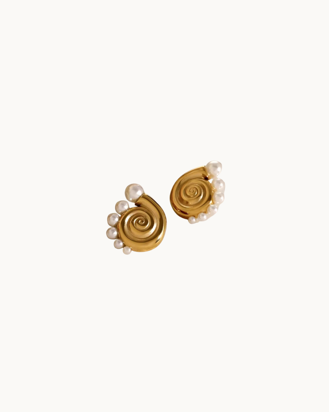 Spiral Pearl Gold Earrings