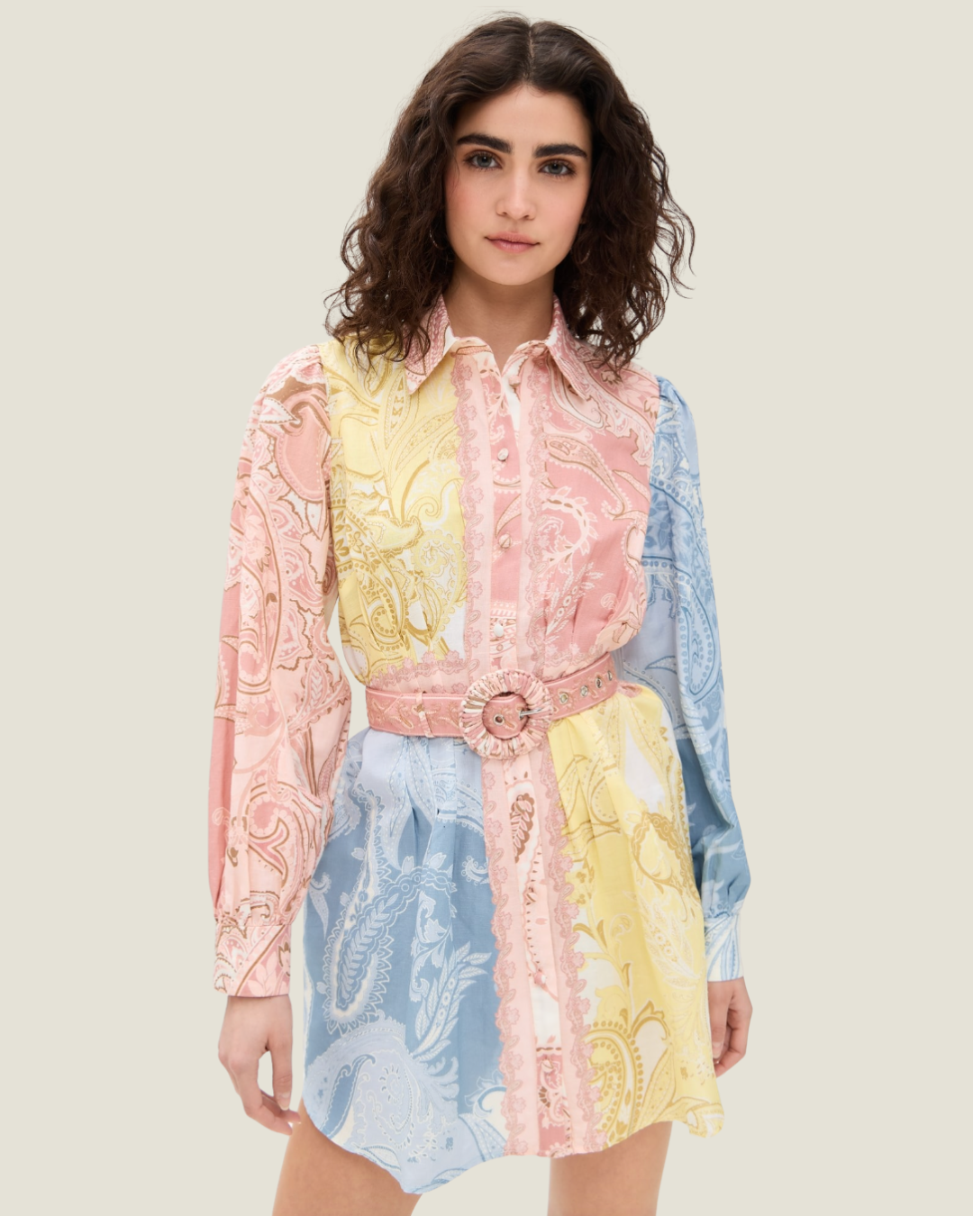 The Fiza: Paisley Belted Mini Dress