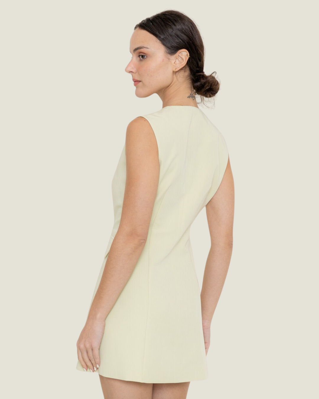 The Hals: Sage Green Crew Neck Sleeveless Midi Dress