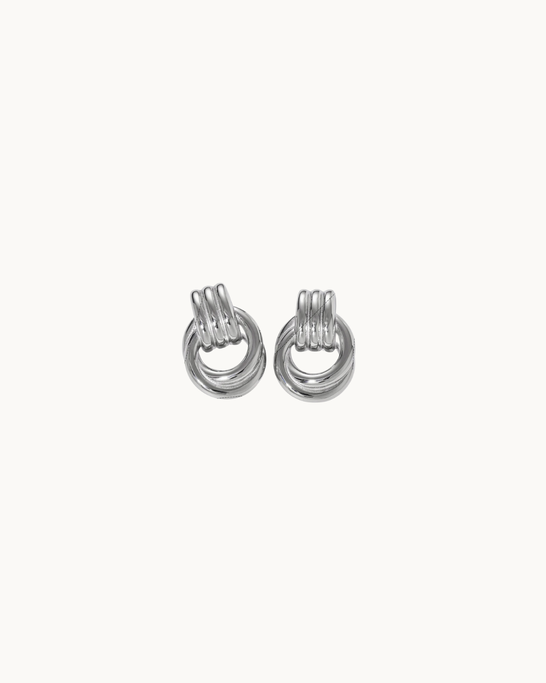 Double Knotted- Door Knocker- Earring: Silver