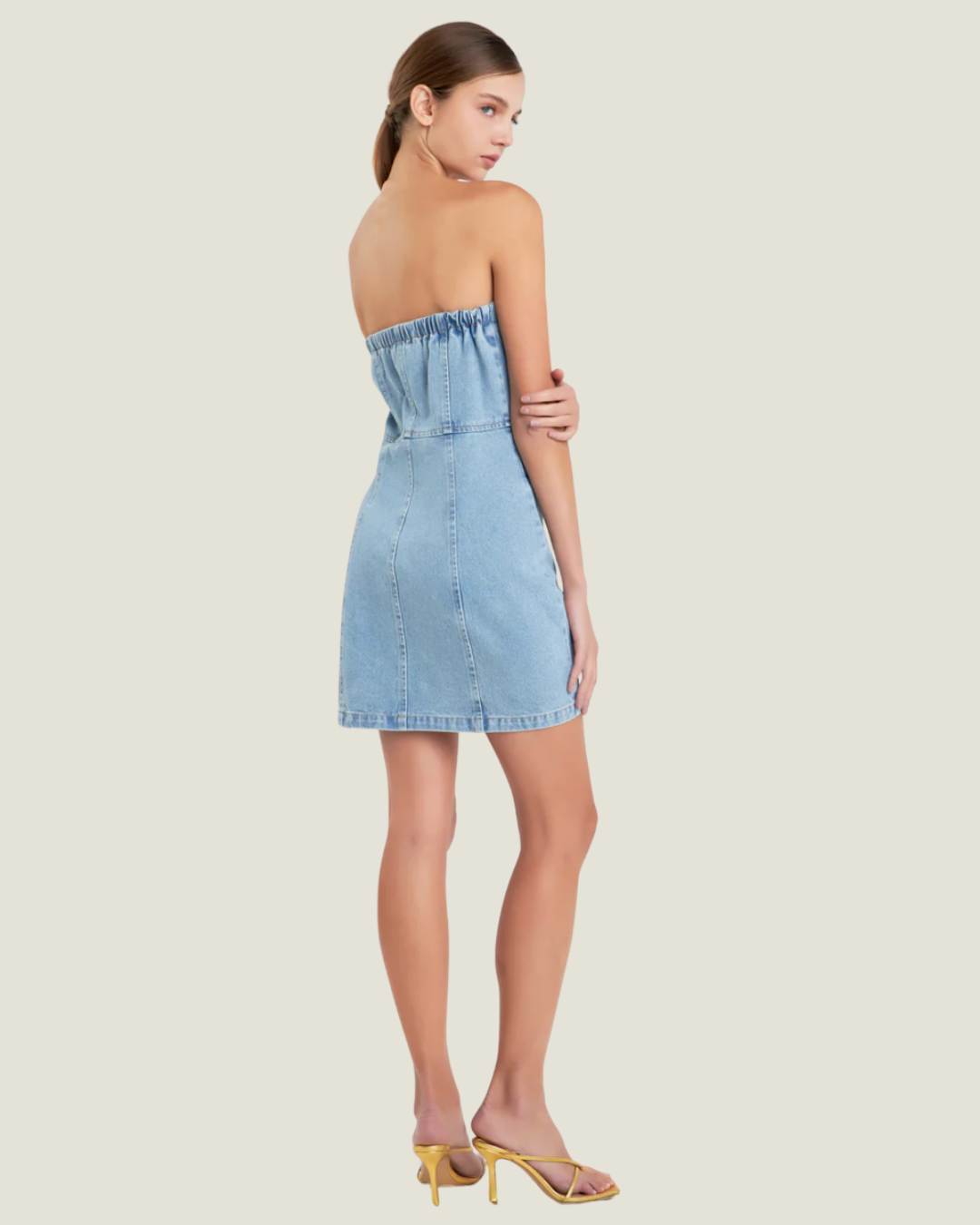 The Mia: Strapless Denim Mini