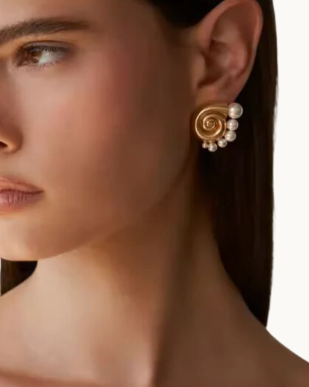 Spiral Pearl Gold Earrings