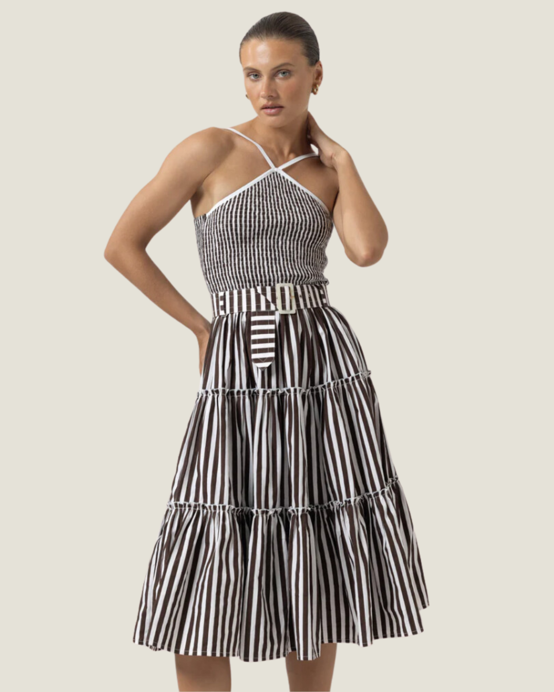 The Arlen: Poplin Dress Pencil Stripe