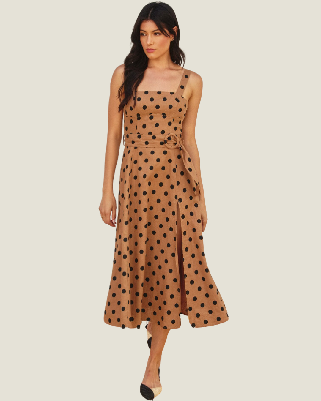 The Everett: Polka Dot Linen Midi