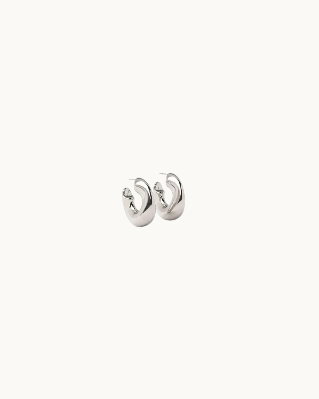 Wave-Puffy Hoop- Steel Earrings- 14K gold or Silver: Silver