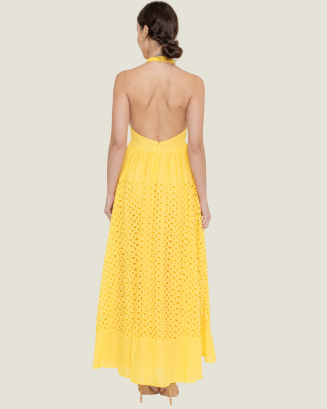 The Goldie: Eyelet Halter Maxi