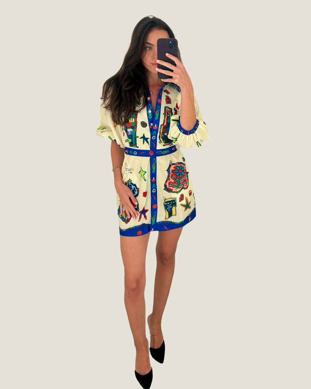 cleo mini dress The Cleo: Patterned Mini Dress L