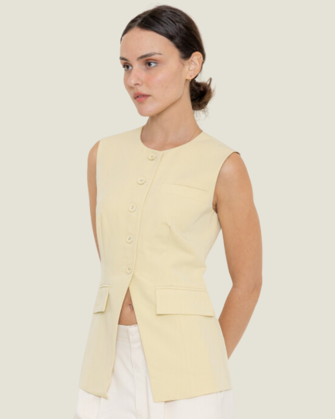 The Andi: Sleeveless Button Vest