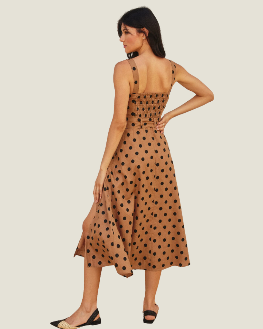 The Everett: Polka Dot Linen Midi