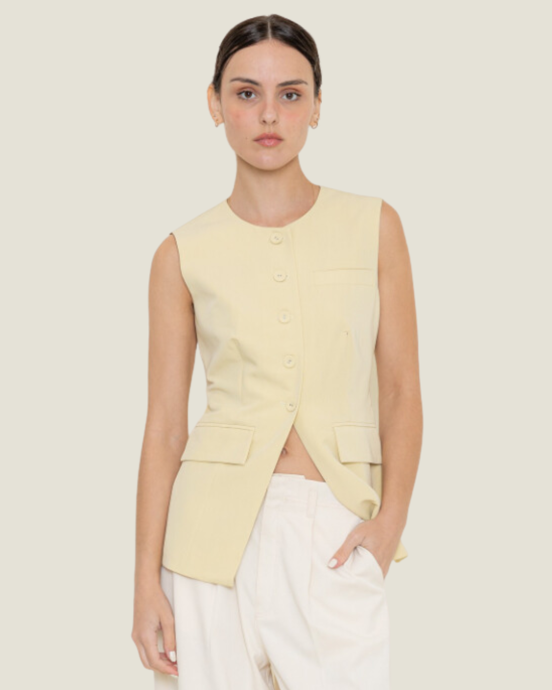 The Andi: Sleeveless Button Vest
