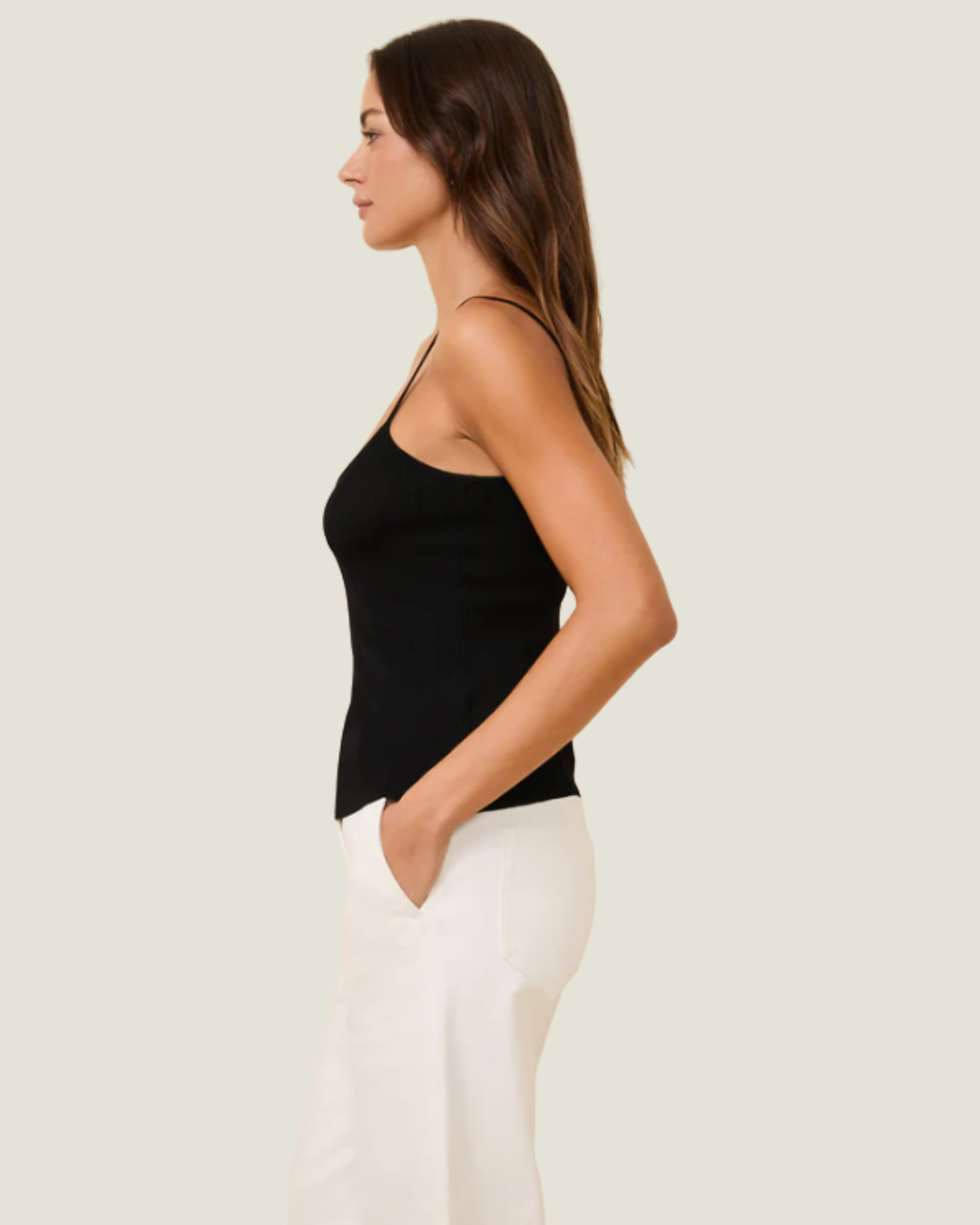 The Selena: Solid & Striped Noir Tank