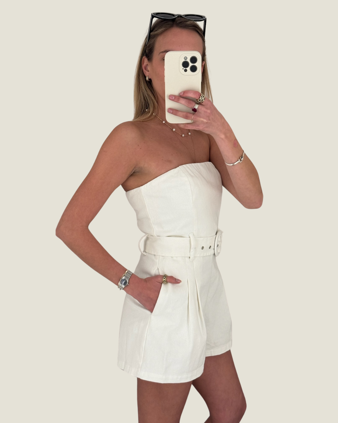 The Cheyenne: White Sleeveless Romper
