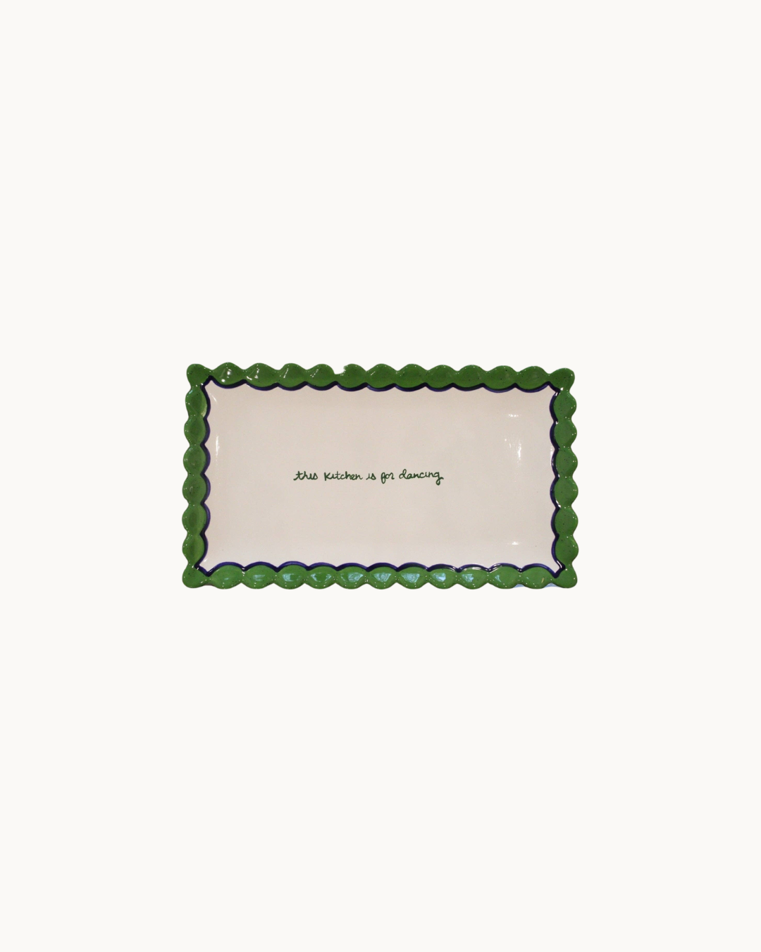 Hand-painted Scalloped Tray: “this kitchen is for dancing”