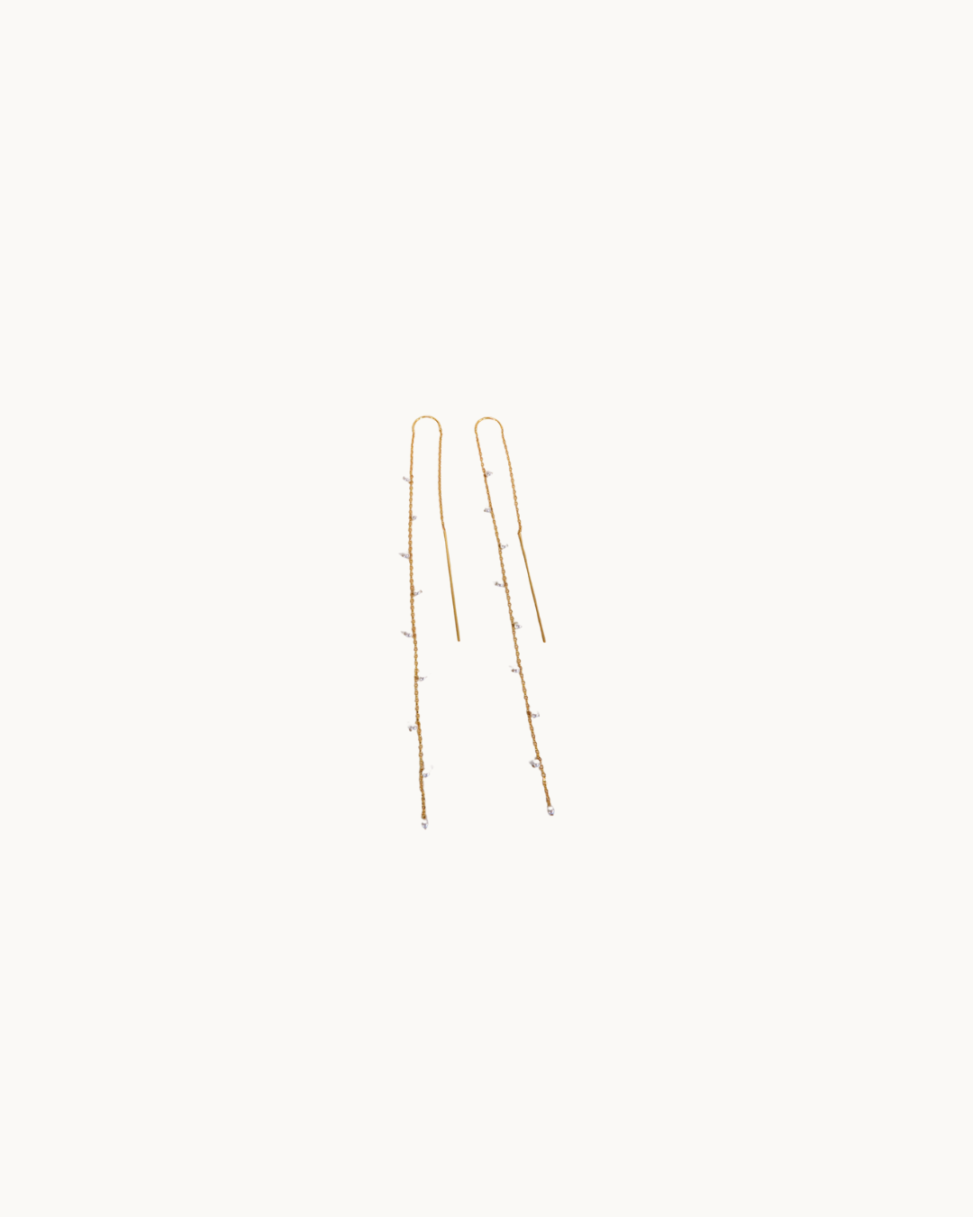 Small Pearl Threader Long Earrings