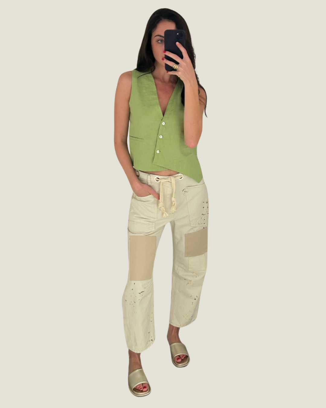 The Matcha: Light Green Linen Vest