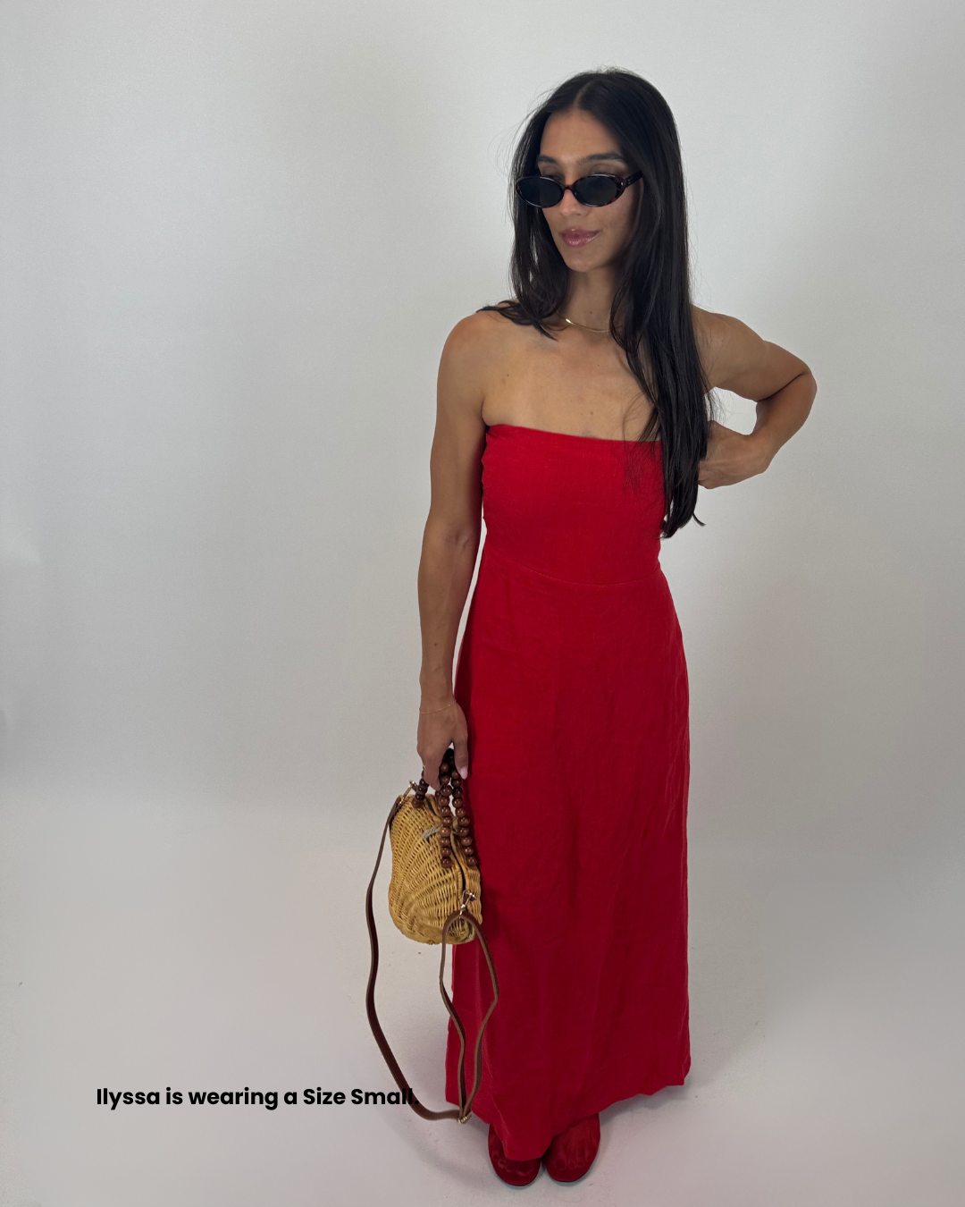 The Maisie: Strapless Linen Maxi