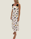 Bonnie Midi Dress in White Leaf