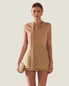 Leah Khaki Neckband Knitted Top