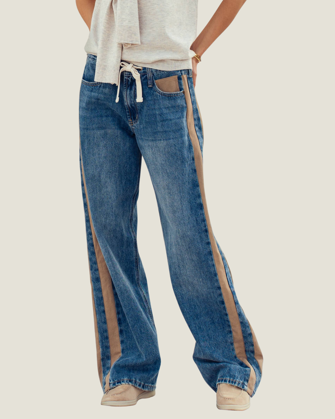 Logan Wide Leg Contrast Denim