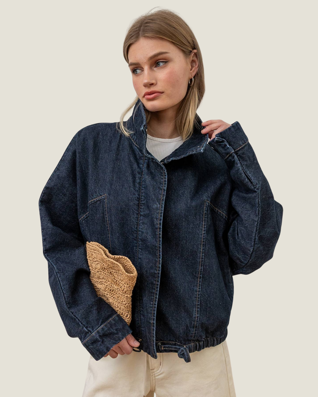 Gemma High Neck Denim Jacket