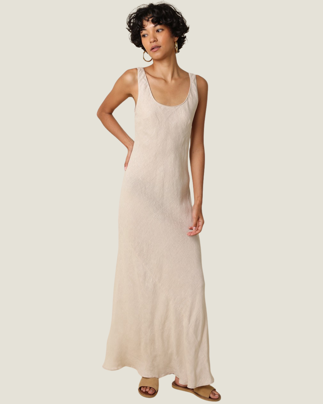 Jaime Scoop Neck Linen Maxi Dress