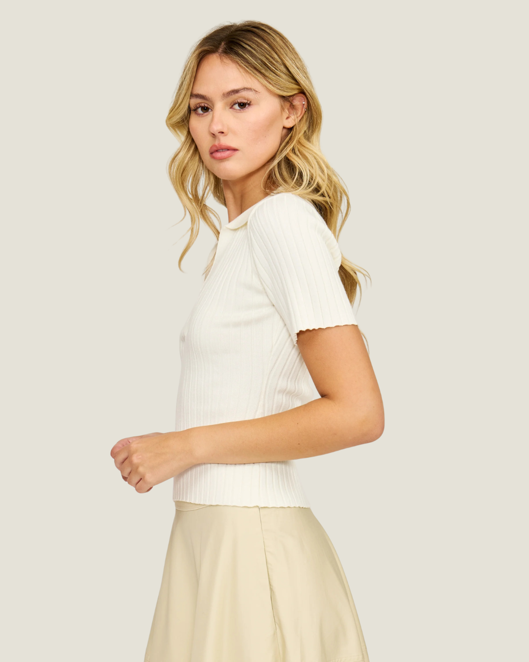 Smith Collared V-Neck Short Sleeve Polo Top