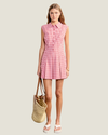 Jordan Red Plaid Button Up Pleated Mini Dress