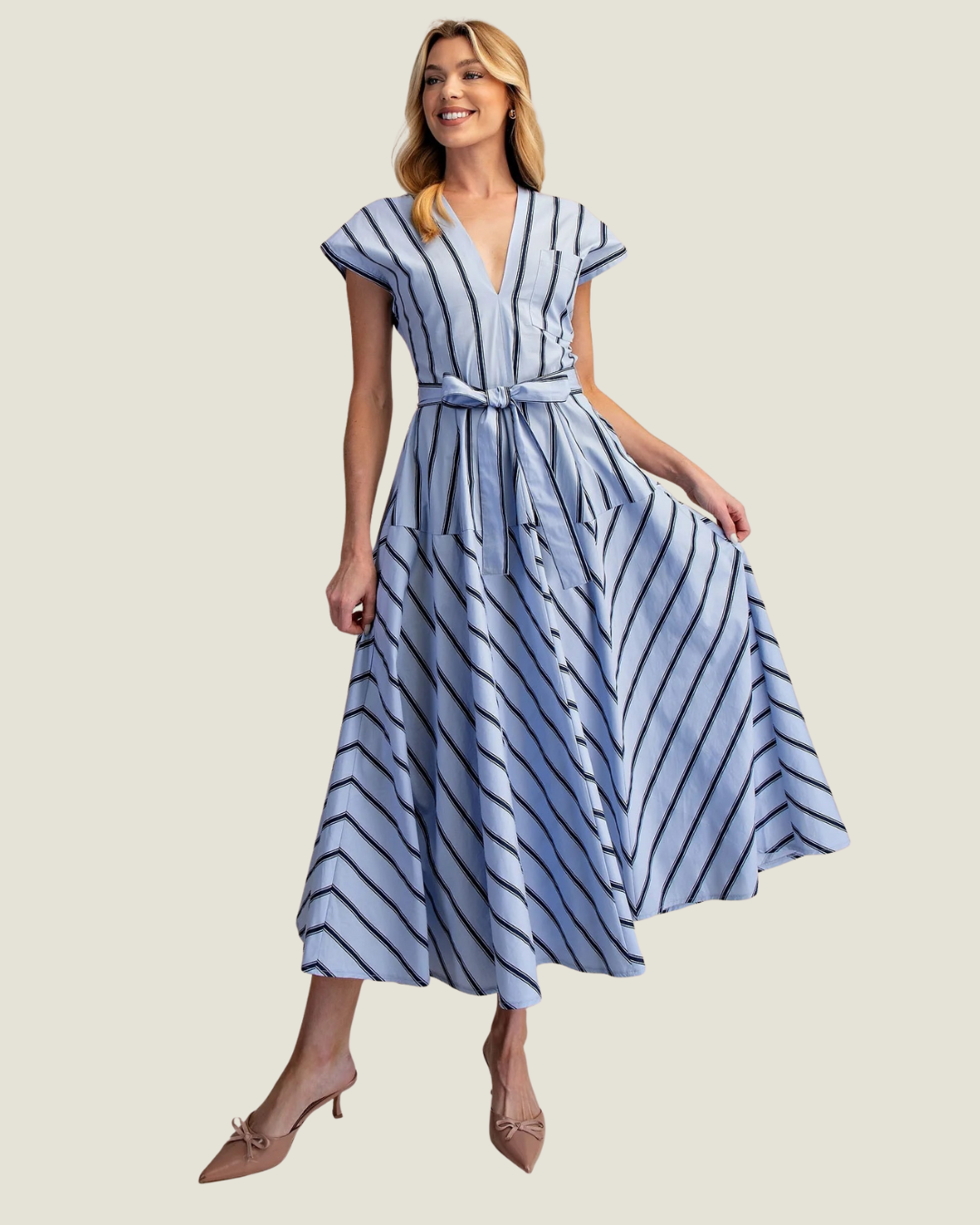 Capri Stripe A-Line Midi Dress