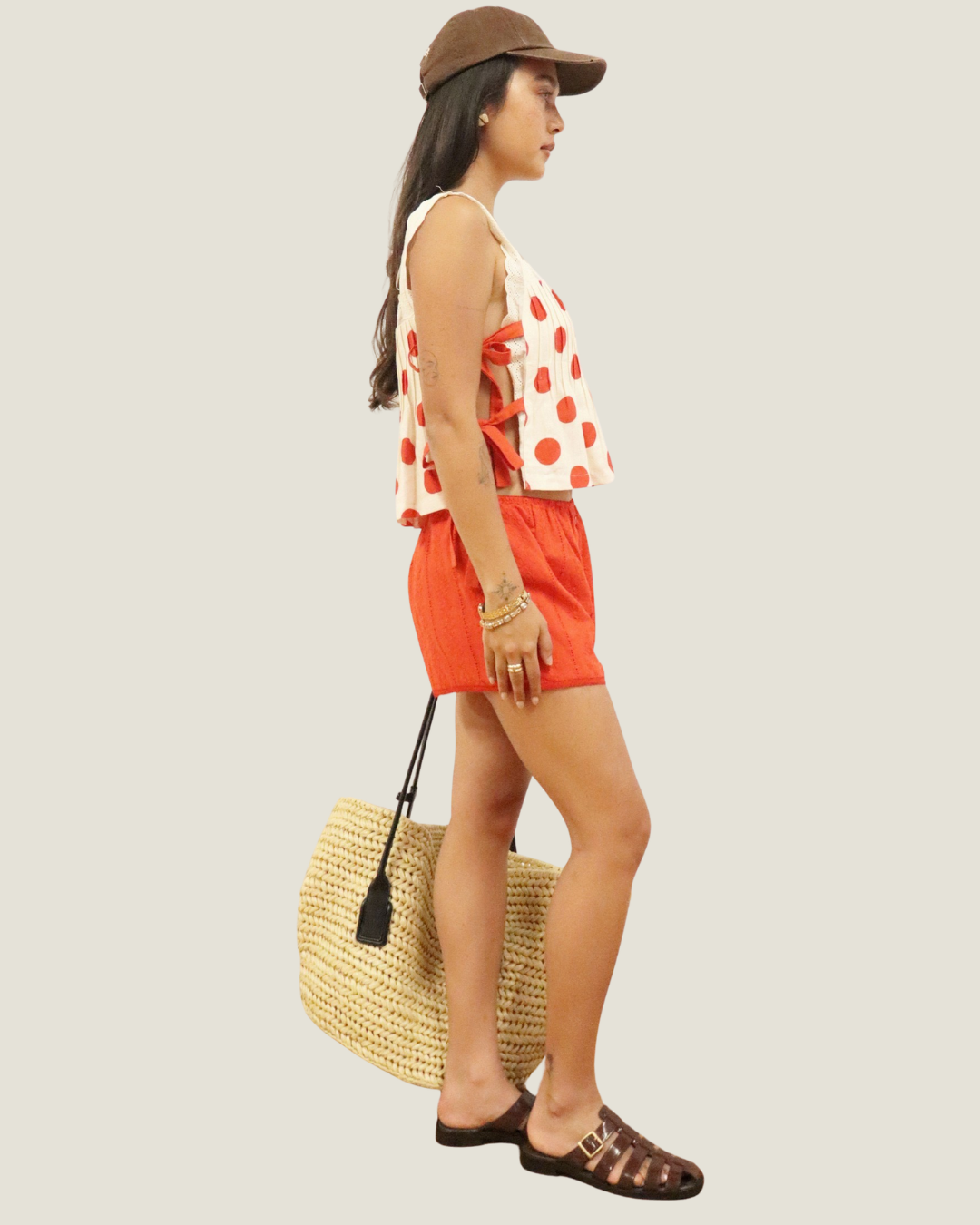 Isla Cotton Eyelet Red Shorts